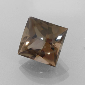 4.37克拉天然棕色烟晶，方形，9.1×9毫米，透明