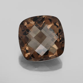 6.12克拉天然棕色烟晶，垫形剪裁，12.2×12.2毫米，VS