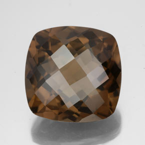8.19克拉天然棕色烟晶，垫形剪裁，12.9×12.9毫米，VS