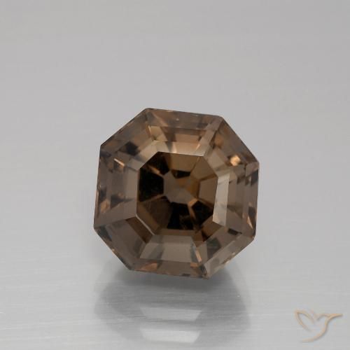 5.11ct 天然 巧克力棕 烟晶, 祖母绿式切割, VS