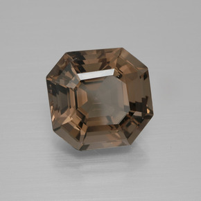 7.27克拉天然棕色烟晶，祖母绿式切割，12.4×12毫米，VVS
