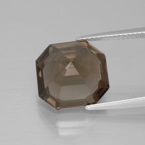 7.27克拉天然棕色烟晶，祖母绿式切割，12.4×12毫米，VVS
