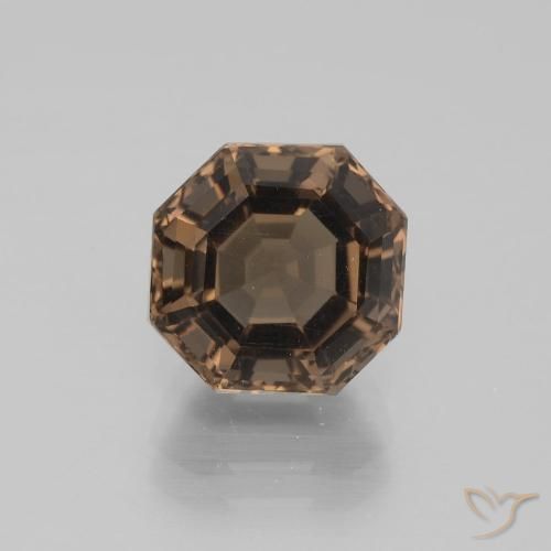 3.70克拉天然棕色烟晶，祖母绿式切割，9.3×9.1毫米，VVS-VS