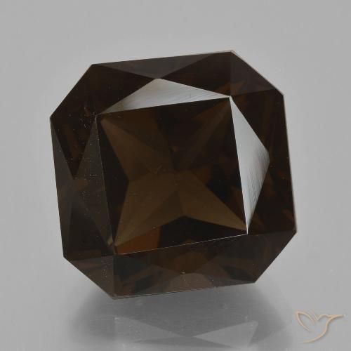 12.51ct 天然 深巧克力棕 烟晶, 祖母绿式切割, VVS