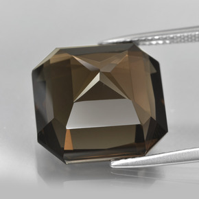 14.50克拉天然棕色烟晶，祖母绿式切割，15.1×15毫米，VVS