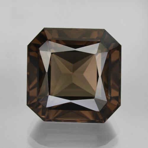 15.84克拉天然棕色烟晶，祖母绿式切割，14.8×14.7毫米，VVS