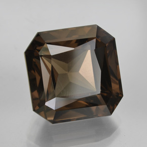 15.84克拉天然棕色烟晶，祖母绿式切割，14.8×14.7毫米，VVS