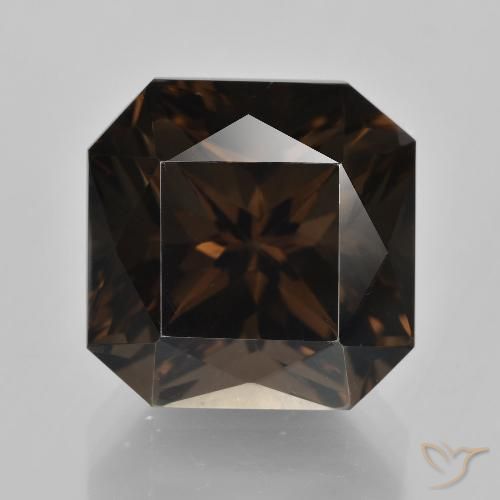12.53ct 天然 巧克力棕 烟晶, 祖母绿式切割, VVS