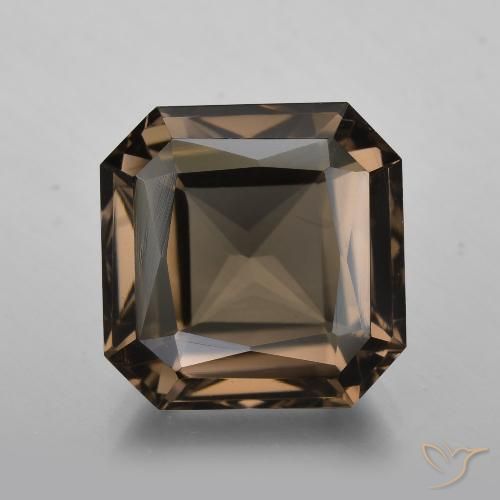 9.83ct 天然 巧克力棕 烟晶, 祖母绿式切割, VVS-VS