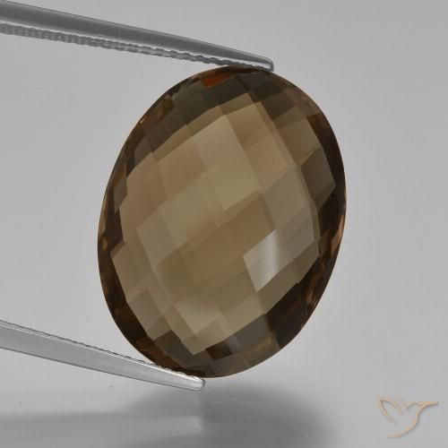 14.03ct 天然 棕褐色 烟晶, 椭圆形, VVS