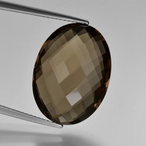 13.09克拉天然棕色烟晶，椭圆形切割，20.1×15毫米，VVS