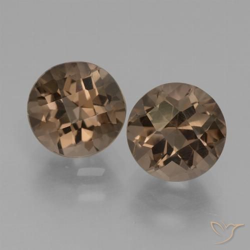 3.84ctw 天然 山核桃棕 烟晶, 圆形的, VS