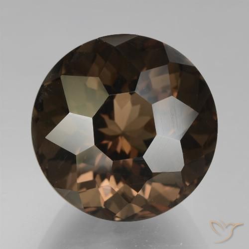 10.75ct 天然 巧克力棕 烟晶, 圆形的, VVS