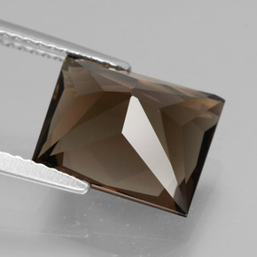 5.12克拉天然棕色烟晶，长方形切工，11.4×9.3毫米，VVS