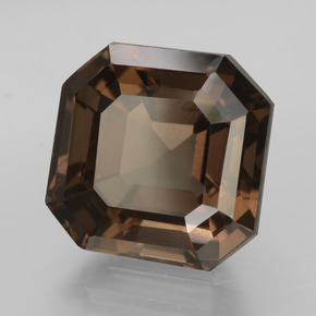 8.90克拉天然棕色烟晶，祖母绿式切割，11.9×11.9毫米，VS