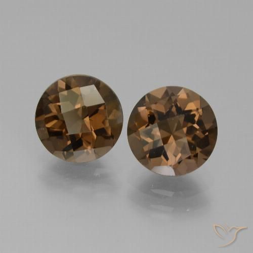3.42ctw 天然 山核桃棕 烟晶, 圆形的, VS