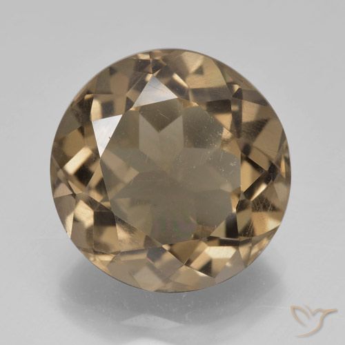 5.85ct 天然 淡摩卡 烟晶, 圆形的, VS
