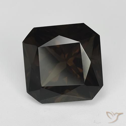 8.77ct 天然 深巧克力棕 烟晶, 祖母绿式切割, VVS