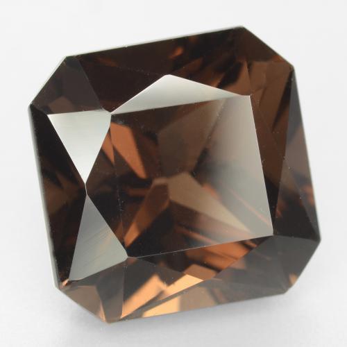 10.00克拉天然棕色烟晶，祖母绿式切割，12.9×12.9毫米，VVS