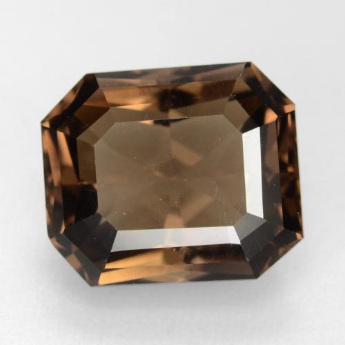 7.41克拉天然棕色烟晶，祖母绿式切割，12.9×11毫米，VVS-VS