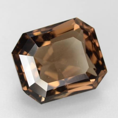 7.41克拉天然棕色烟晶，祖母绿式切割，12.9×11毫米，VVS-VS