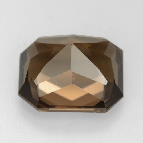 7.41克拉天然棕色烟晶，祖母绿式切割，12.9×11毫米，VVS-VS