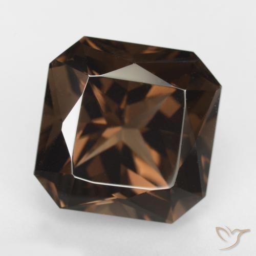11.88ct 天然 巧克力棕 烟晶, 祖母绿式切割, VVS-VS
