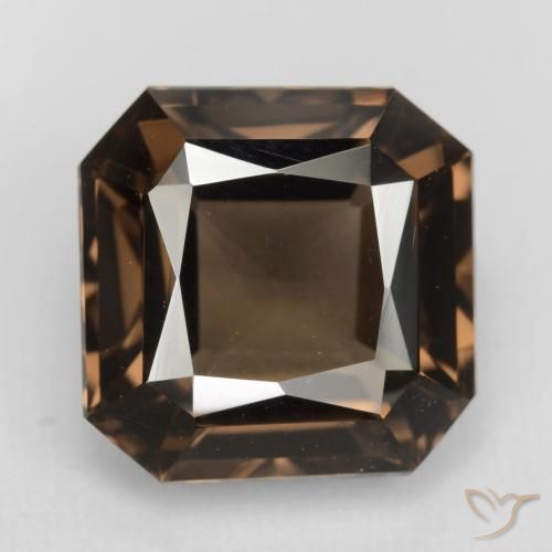6.53克拉天然棕色烟晶，祖母绿式切割，11.5×11.4毫米，VVS