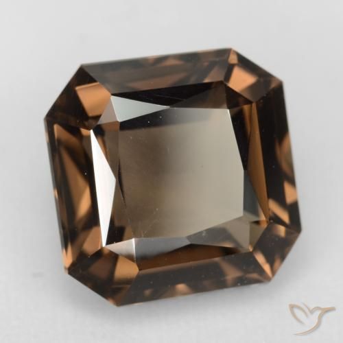6.53克拉天然棕色烟晶，祖母绿式切割，11.5×11.4毫米，VVS