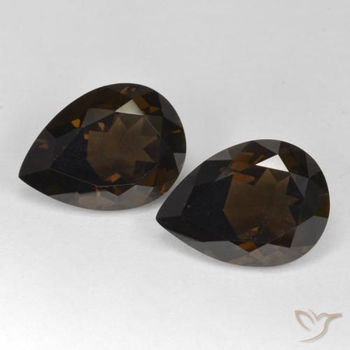 12.60ctw 天然 深巧克力棕 烟晶, 梨形, VVS