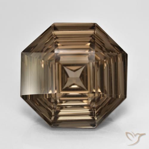 14.22ct 天然 淡摩卡 烟晶, 祖母绿式切割, VVS