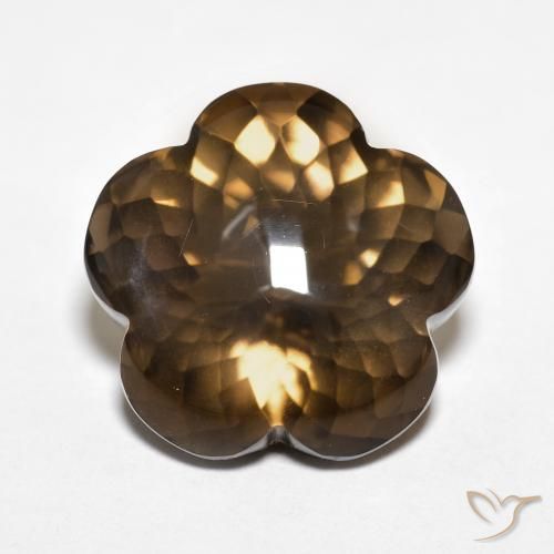 11.15ct 天然 暖棕 烟晶, 花形切割, 透明
