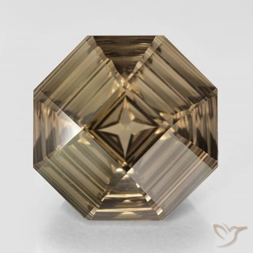 13.59ct 天然 中浅棕色 烟晶, 祖母绿式切割, VVS