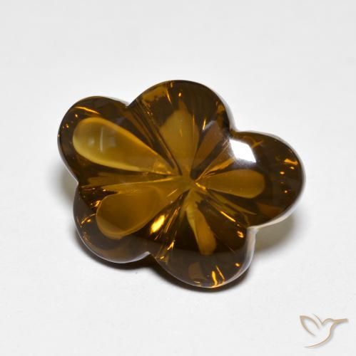 9.16ct 天然 焦糖棕 烟晶, 花形切割, 透明