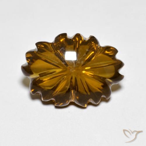 6.24ct 天然 暖棕 烟晶, 花形切割, 透明