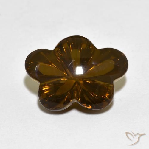 6.12ct 天然 暖棕 烟晶, 花形切割, 透明