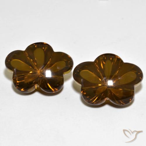 19.11ctw 天然 暖棕 烟晶, 花形切割, 透明