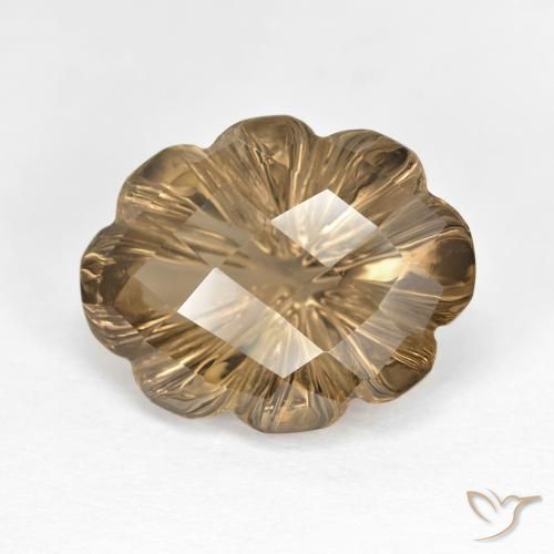 6.82ct 天然 浅土棕色 烟晶, 花形切割, VVS-VS