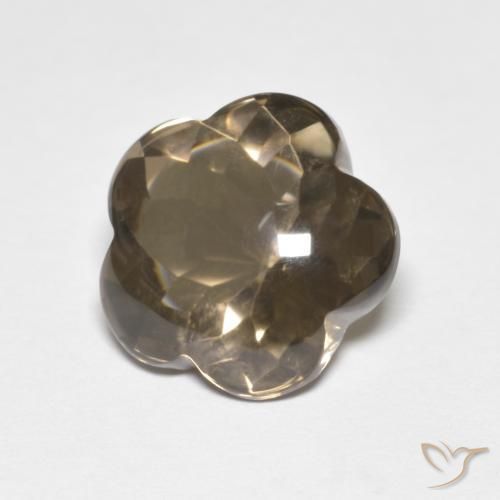 4.99克拉天然烟晶，花形切割，透明