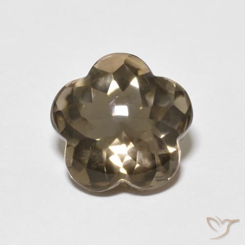 4.84ct 天然 木棕 烟晶, 花形切割, 透明