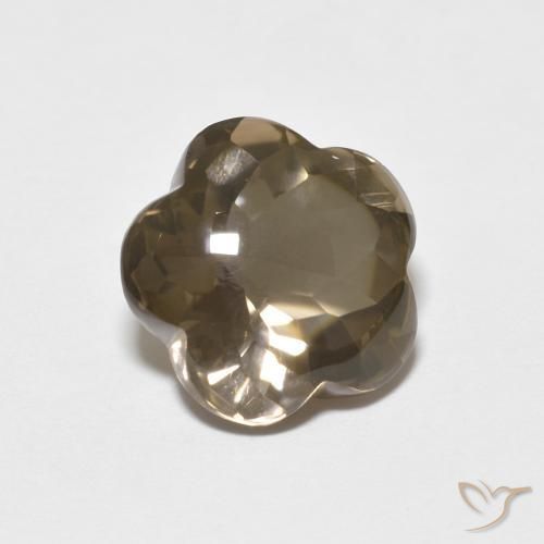4.84克拉天然烟晶，花形切割，透明