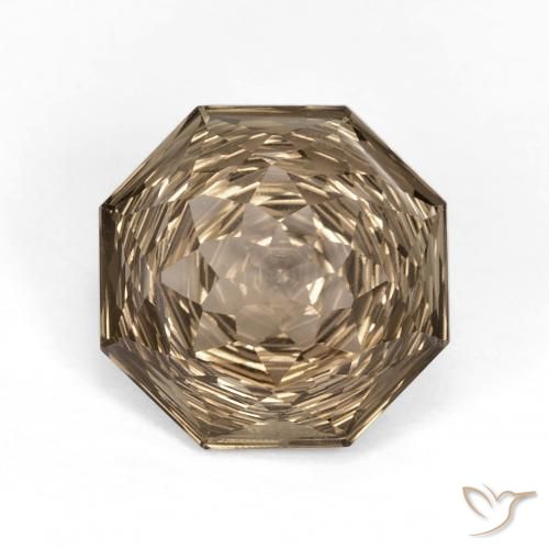 5.74ct 天然 淡摩卡 烟晶, 祖母绿式切割, VVS