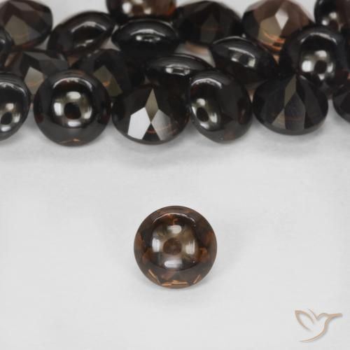 0.90ct 天然 暗棕色 烟晶, 圆形的, 透明