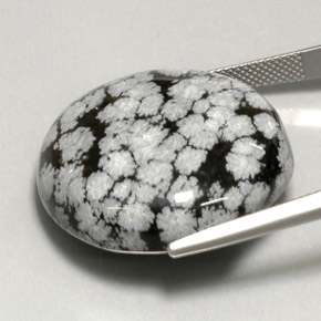 44.13克拉天然雪花黑曜石，圆形切割，不透明