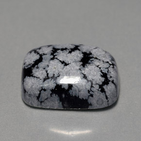 7.03克拉天然多色雪花黑曜石，垫形剪裁，17.4×10.3毫米，不透明