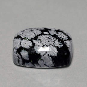 6.92克拉天然多色雪花黑曜石，垫形剪裁，14.3×10.3毫米，不透明