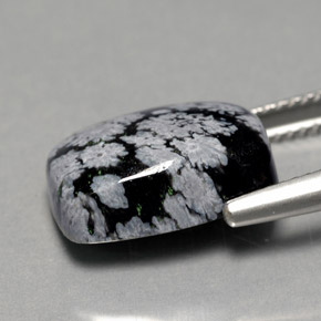 6.92克拉天然多色雪花黑曜石，垫形剪裁，14.3×10.3毫米，不透明