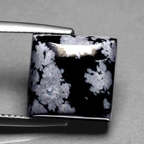 7.80克拉天然雪花黑曜石，正方形，不透明