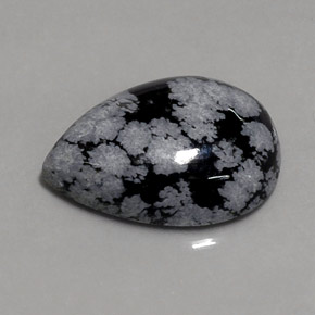 8.15克拉天然多色雪花黑曜石，梨形，18×13毫米，不透明