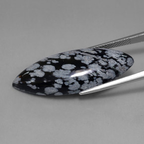 21.02克拉天然雪花黑曜石，榄尖形，不透明